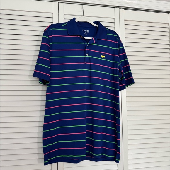 Masters Tech Performance Multicolor Striped Polo Shirt Sz M Preppy Golf - Picture 3 of 5